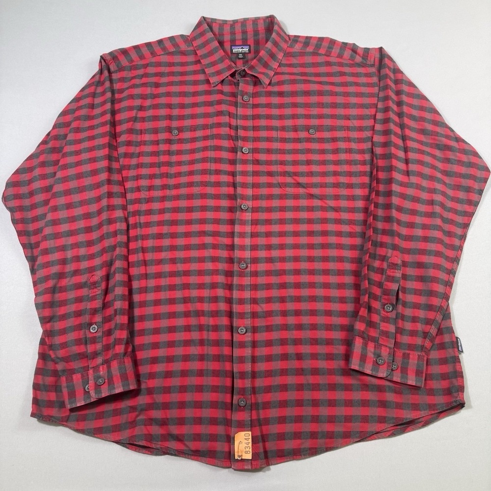 Patagonia Shirt Mens XXL Red‎ Plaid Organic Cotton Long Sleeve Button Down 53837